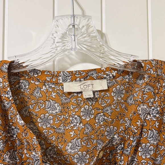 LOFT Women's Floral Blouse - Mustard and Gray - Picture 2 of 7